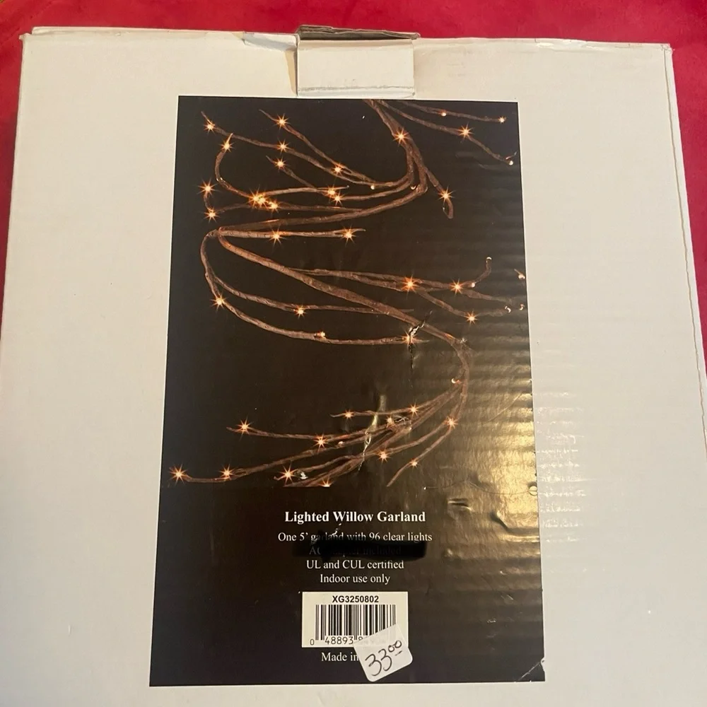 Willow Garland with Warm Lights, Brown lighted branches, Christmas Garland